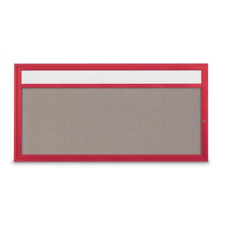 United Visual Products Slim Enclosed Corkboard, 36"x36", Black Alum Frame/Cinnabar UVEB3636-BLACK-CINNABA